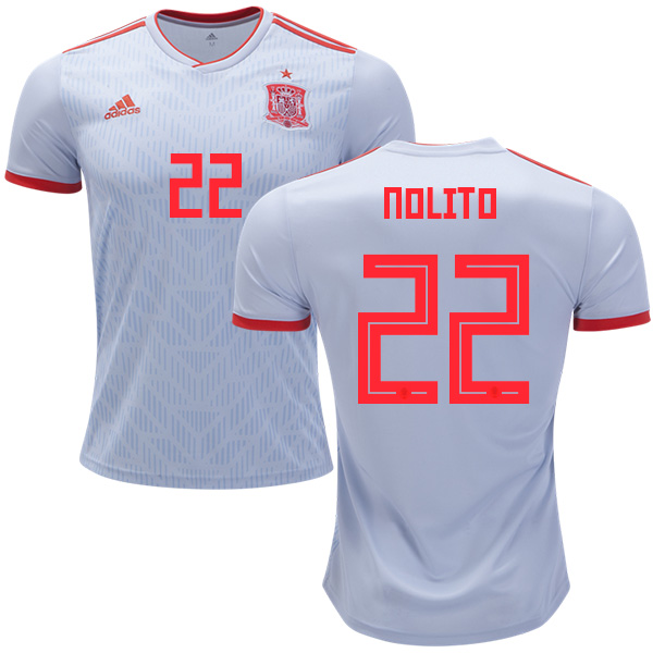 Spain #22 Nolito Away Soccer Country Jersey